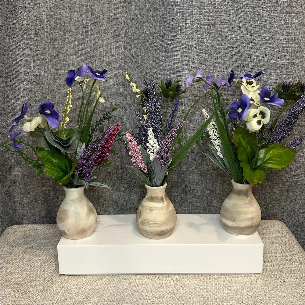 Ceramic Vase Set with Flowers